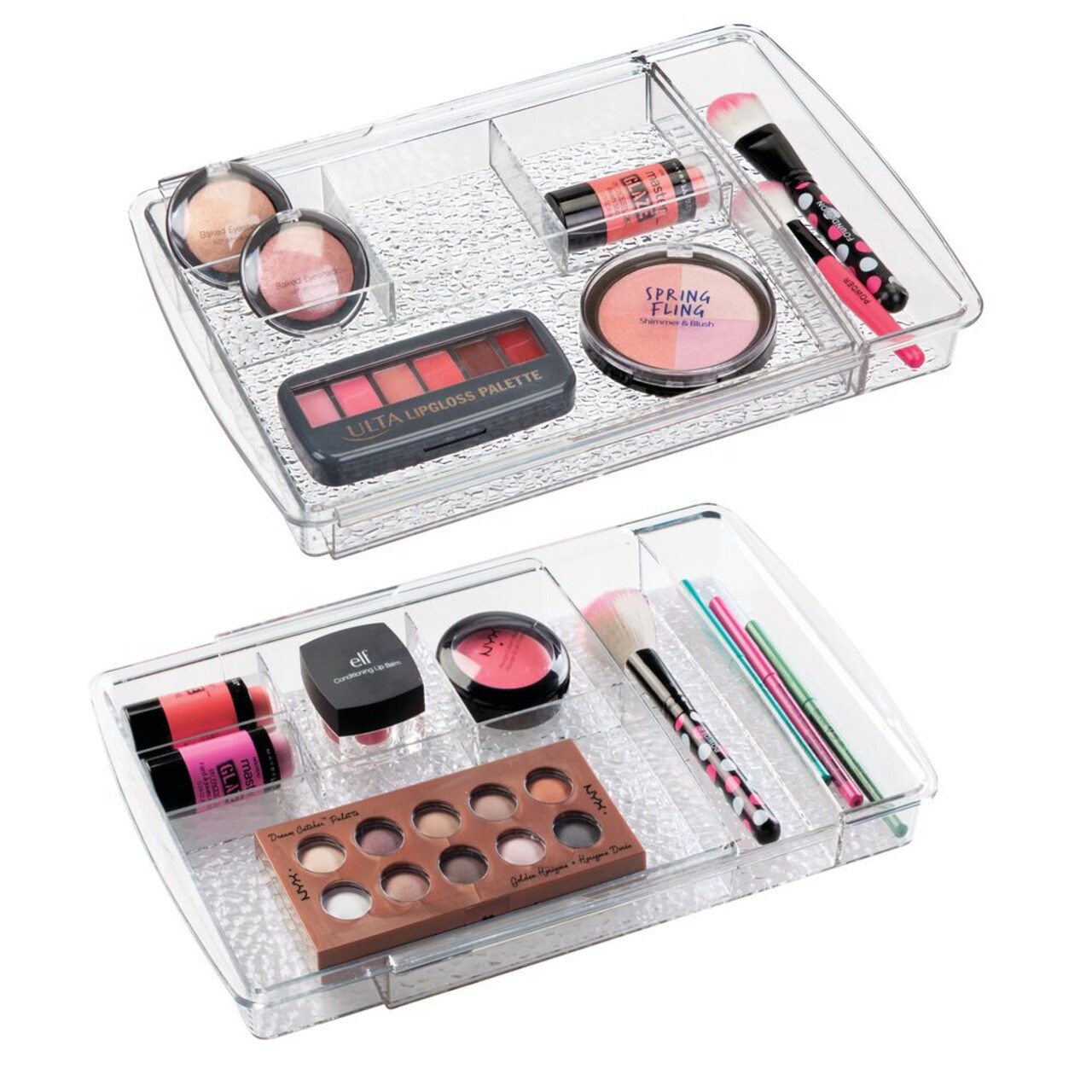 mDesign Expandable Makeup Organizer Tray for Bathroom Drawers, 2 Pack